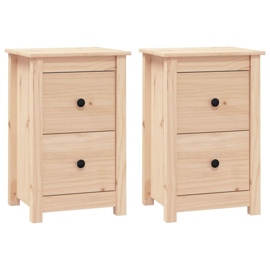 Mesitas De Noche 2 Uds Madera Maciza De Pino 40x35x61,5 Cm_0
