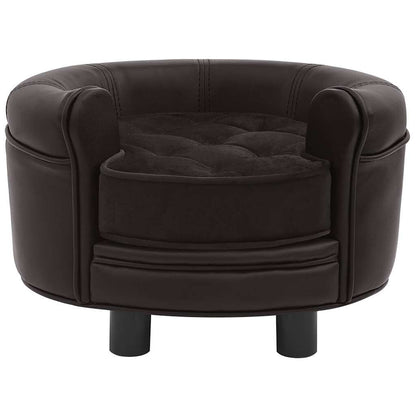 Vidaxl Sofá Para Perros Felpa Y Cuero Sintético Marrón 48x48x32 Cm_1