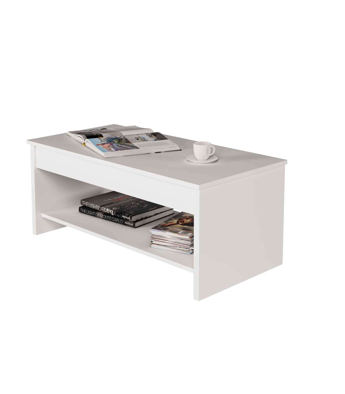 Mesa De Centro Agora Elevable En Color Blanco 42 Cm(alto)100 Cm(ancho)50 Cm(largo)_0