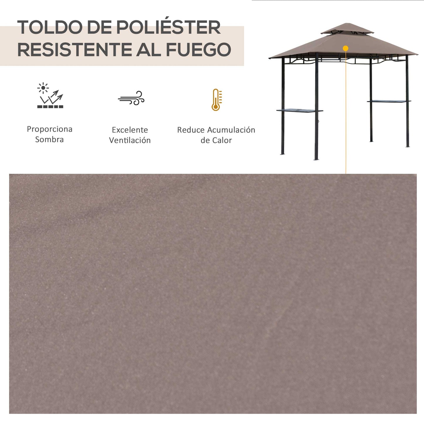 Outsunny Pabellón De Jardín Con Doble Techo 245x148 Cm 2 Estantes_5
