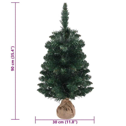 Vidaxl Árbol De Navidad Preiluminado Con Luces Y Soporte Verde 90 Cm_2