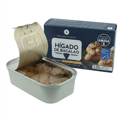 Pack 12x Hígado de bacalao en su propio aceite Planeta Huerto 120 g