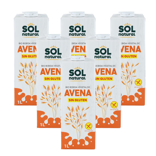 Pack 6x Bebida de Avena Sin Gluten Bio Sol Natural 1 L