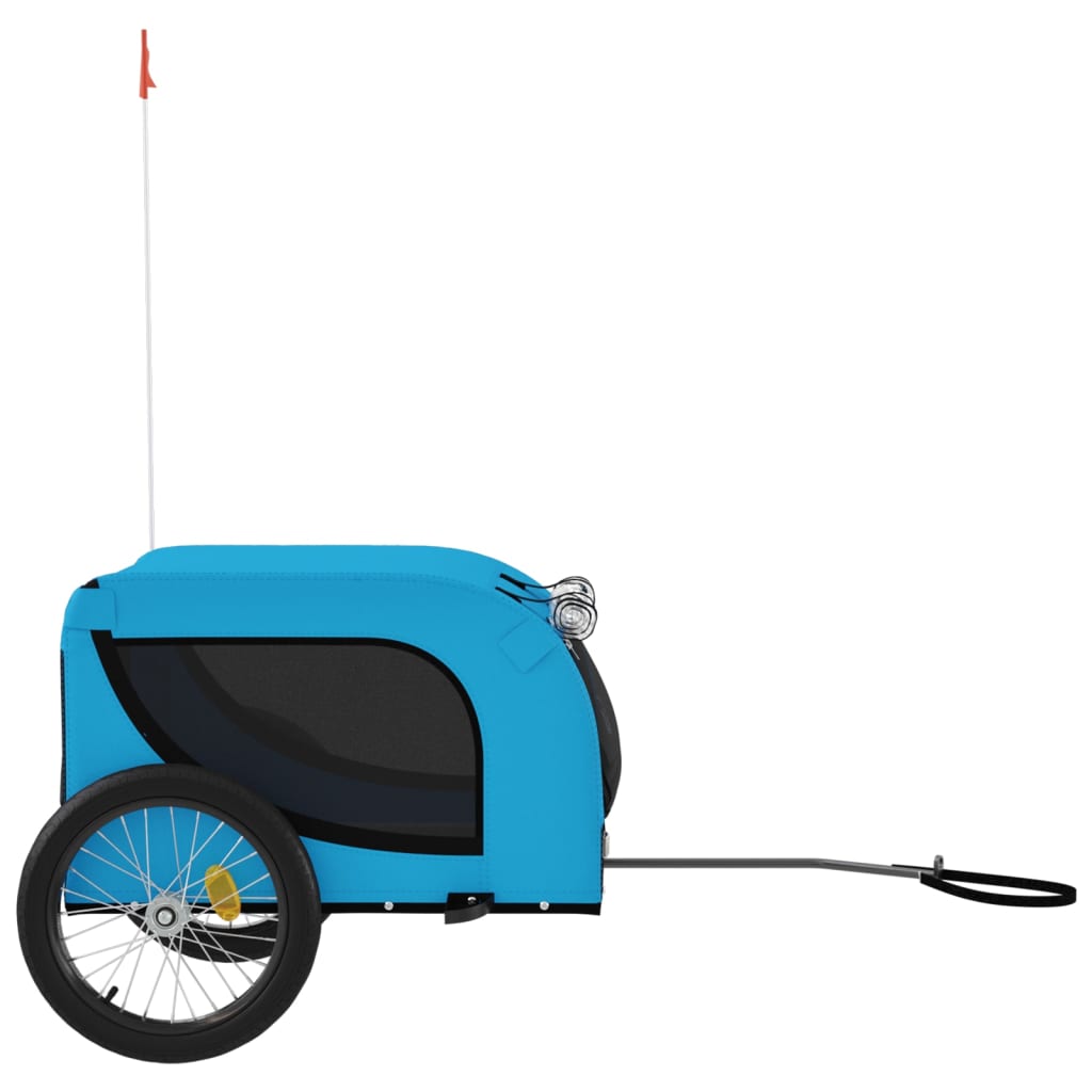 Remolque De Bicicleta Mascotas Hierro Tela Oxford Azul Negro_4