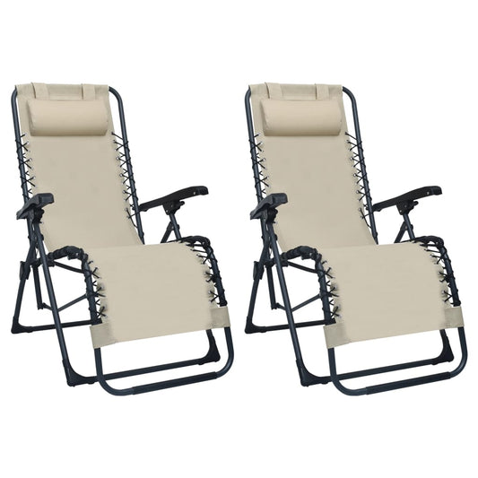 Sillas Plegables 2 Unidades Textilene Crema_0