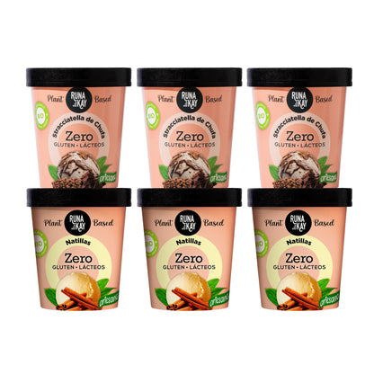Pack Mix Helado Artesano Eco Sin Gluten Ni Lácteos Stracciatella de Chufa&Choco, Natillas Runakay 6x460ml/400g_0