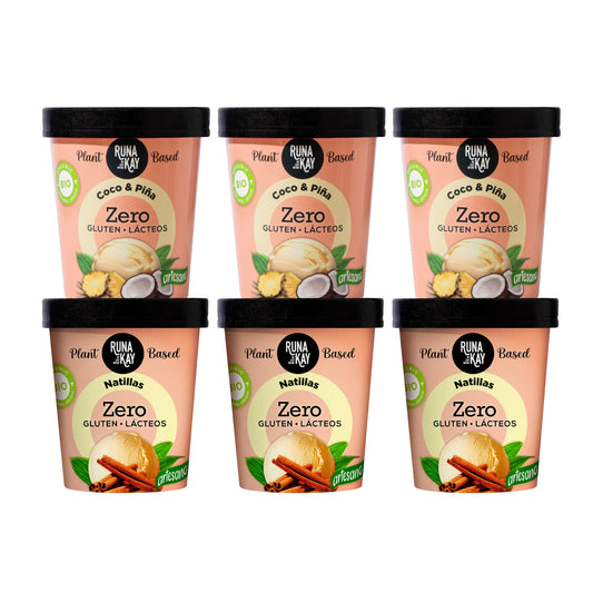 Pack Mix Helado Artesano Eco Sin Gluten Ni Lácteos Coco&Piña, Natillas Runakay 6x460ml/400g_0