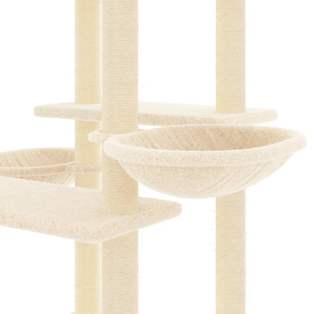 Rascador Para Gatos Con Postes De Sisal Color Crema 133 Cm_5