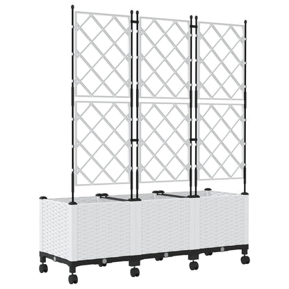 Jardinera Con Enrejado Y Ruedas 3 Uds. Blanco 120 X 40 X 149 Cm_3