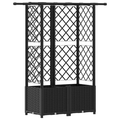 Cama Elevada Con Trellis Y Techo Negro 124 X 40 X 136 Cm Pp_0