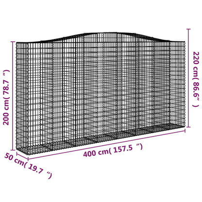 Cestas De Gaviones 2 Uds Forma De Arco Hierro 400x50x200/220 Cm_5