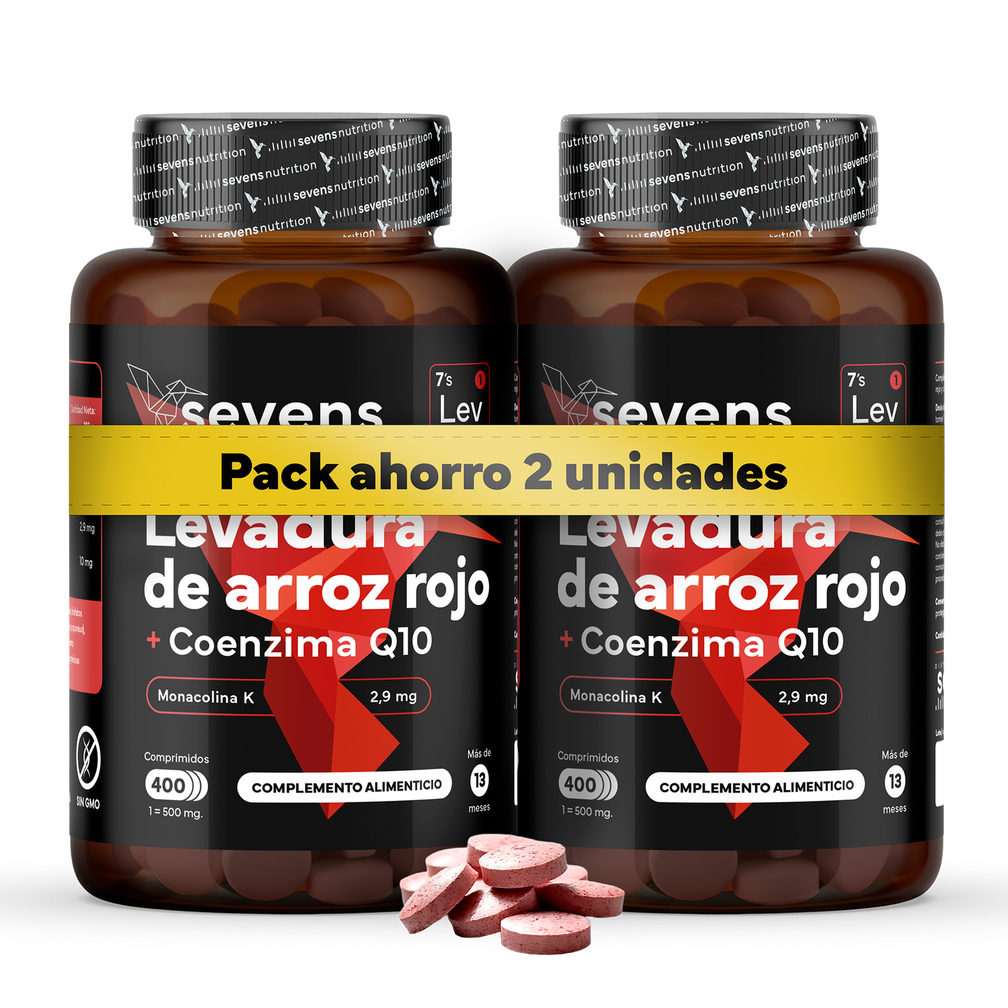 Pack 2x Levadura Arroz Rojo Sevens Nutrition. Con Monacolina K Y Coenzima Q10_0