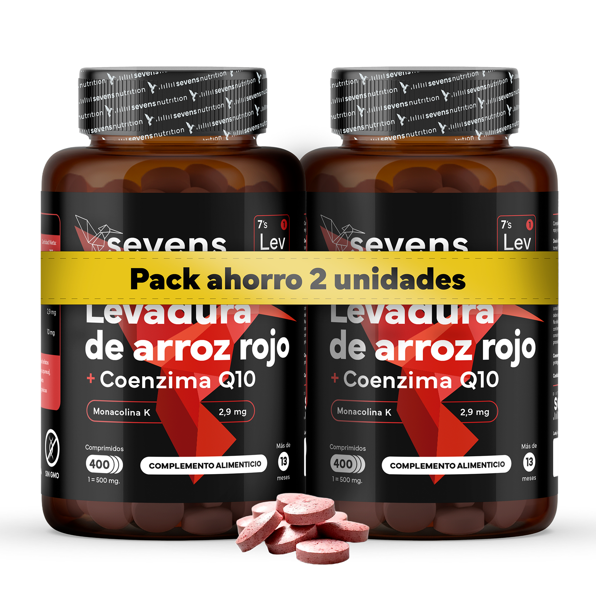 Pack 2x Levadura Arroz Rojo Sevens Nutrition. Con Monacolina K Y Coenzima Q10_0
