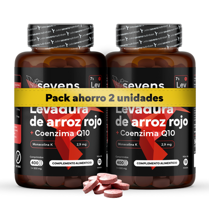 Pack 2x Levadura Arroz Rojo Sevens Nutrition. Con Monacolina K Y Coenzima Q10_0