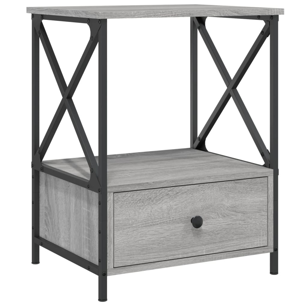 Mesita De Noche Madera De Ingeniería Gris Sonoma 50x41x65 Cm_0