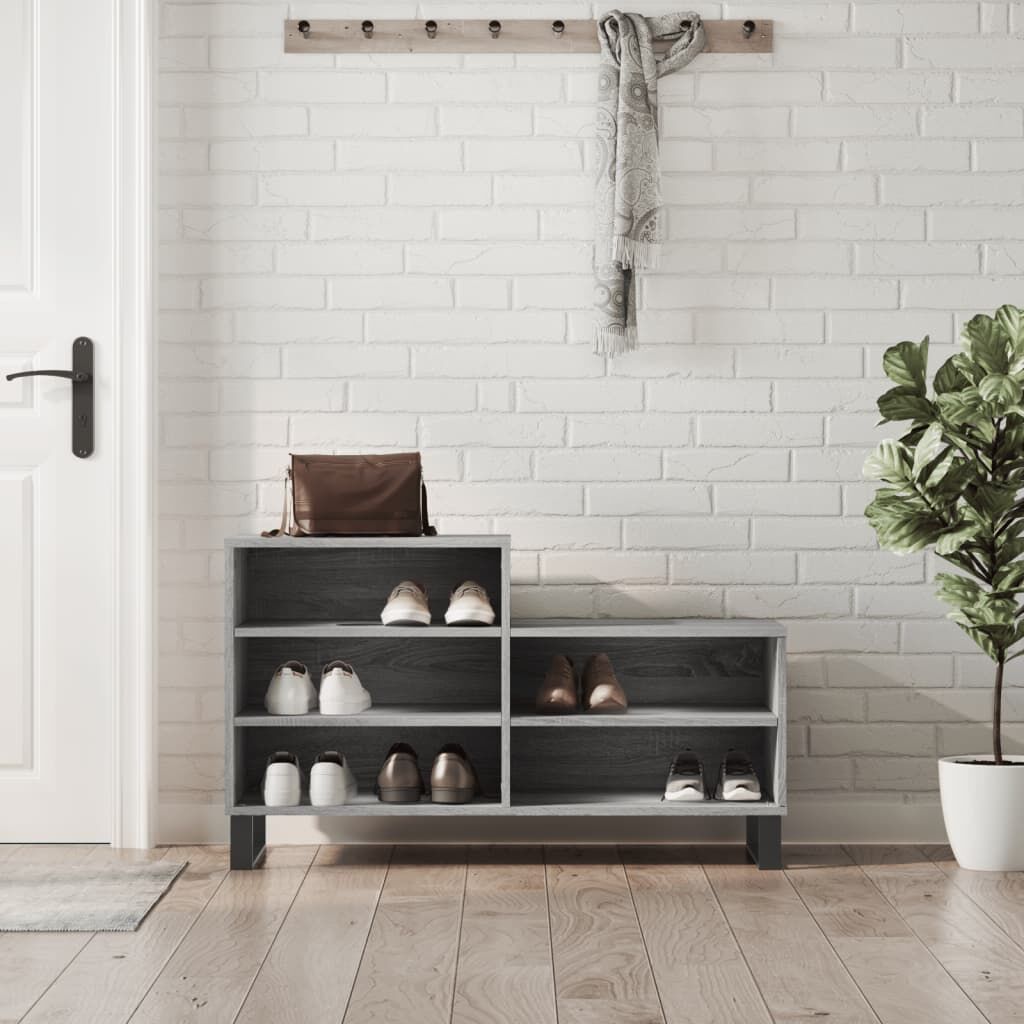 Vidaxl Mueble Zapatero Madera Contrachapada Gris Sonoma 102x36x60 Cm_1