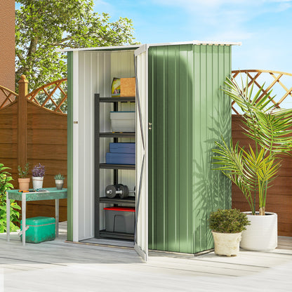 Outsunny Caseta De Jardín 1,07m² 142x86x189cm Metálico Con Puerta Verde_1