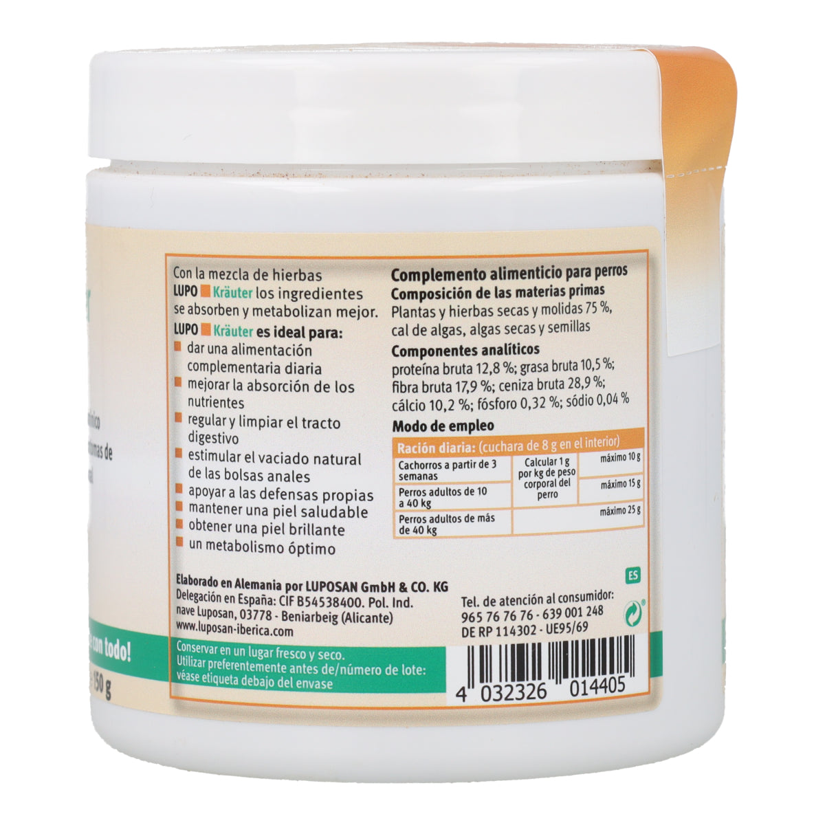 Lupo Kräuter Multivitamínico 100% Natural en polvo para Perros Polvo 150 g
