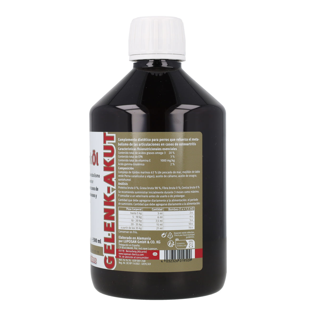 Lupo Gelenköl Aceite Condroprotector para Perros Lopusan 500 ml