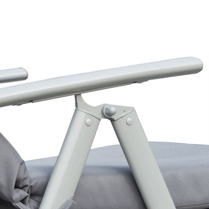 Outsunny Tumbona Plegable De Jardín Con Respaldo Ajustable En 7 Posiciones Gris_4