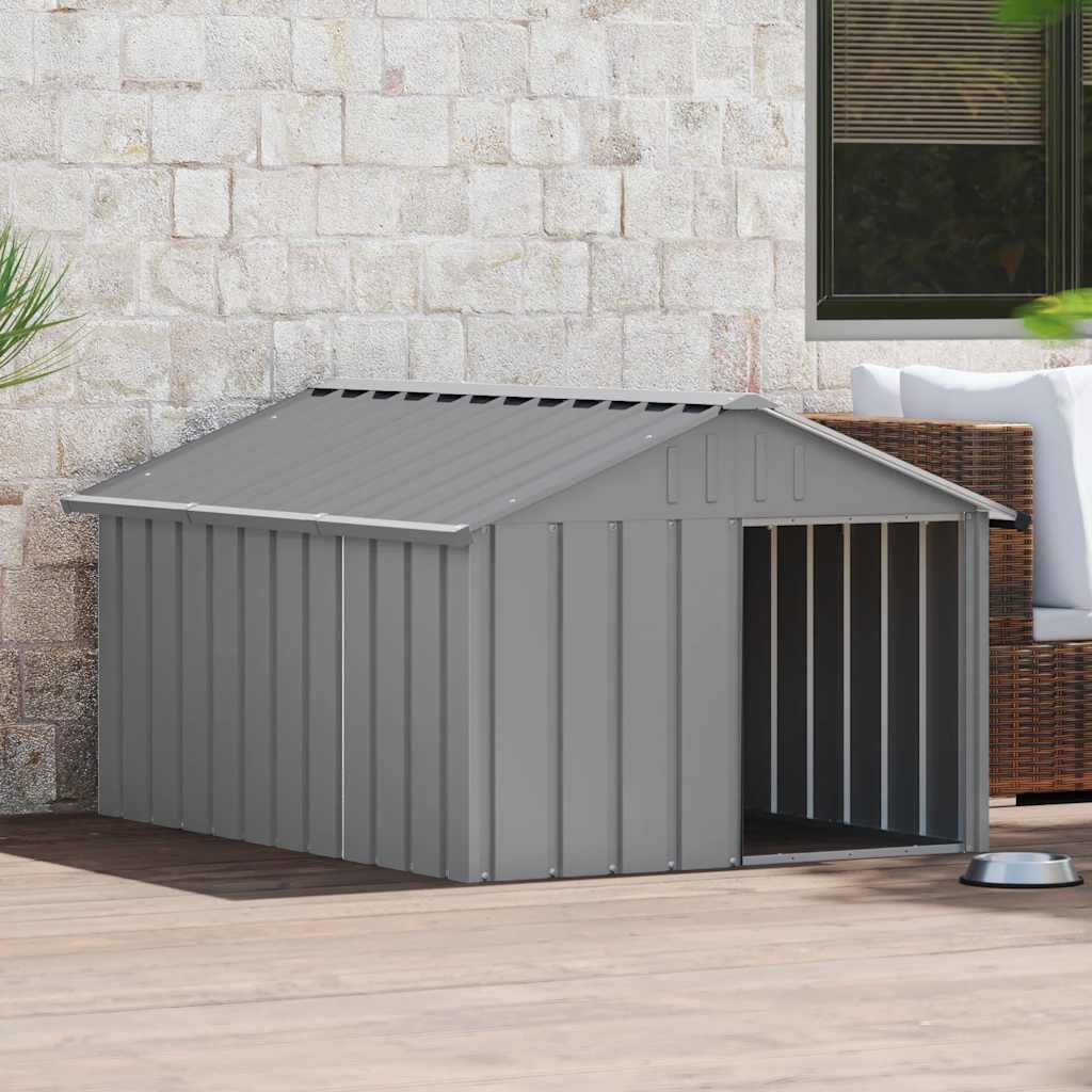 Casa Para Perros Acero Galvanizado Gris 116,5x153x81,5 Cm_2