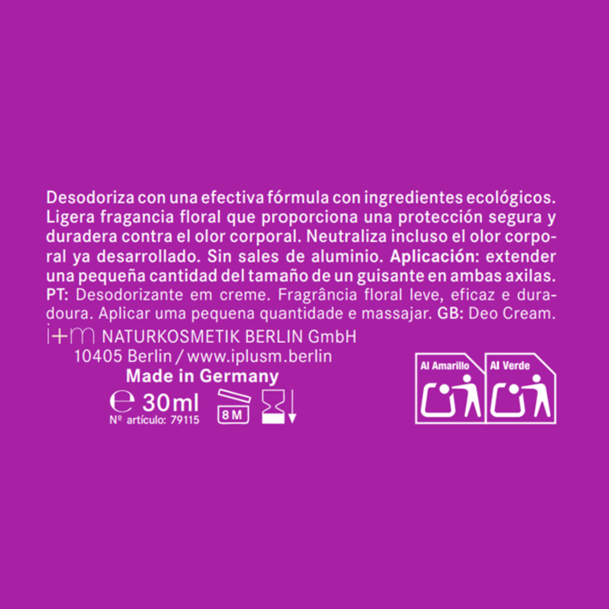 Desodorante en crema Floral 24 horas I+M 30ml