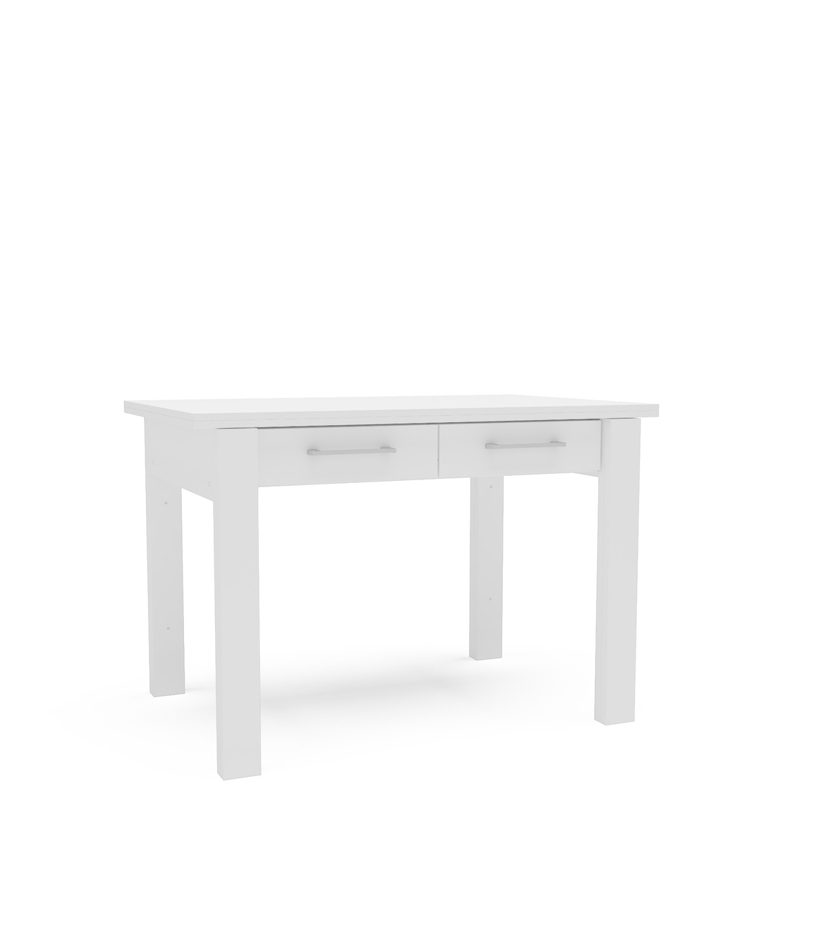 Mesa Para Cocina, Comedor Abatible 2 Cajones Md-bety Acabado Cristal Blanco, 110cm(ancho)_0