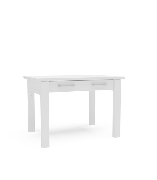 Mesa Para Cocina, Comedor Abatible 2 Cajones Md-bety Acabado Cristal Blanco, 110cm(ancho)_0