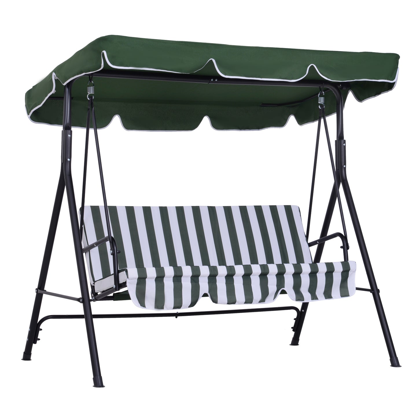 Outsunny Columpio De Jardín De 3 Plazas Con Techo Ajustable Acero 172x110x153 Cm_0
