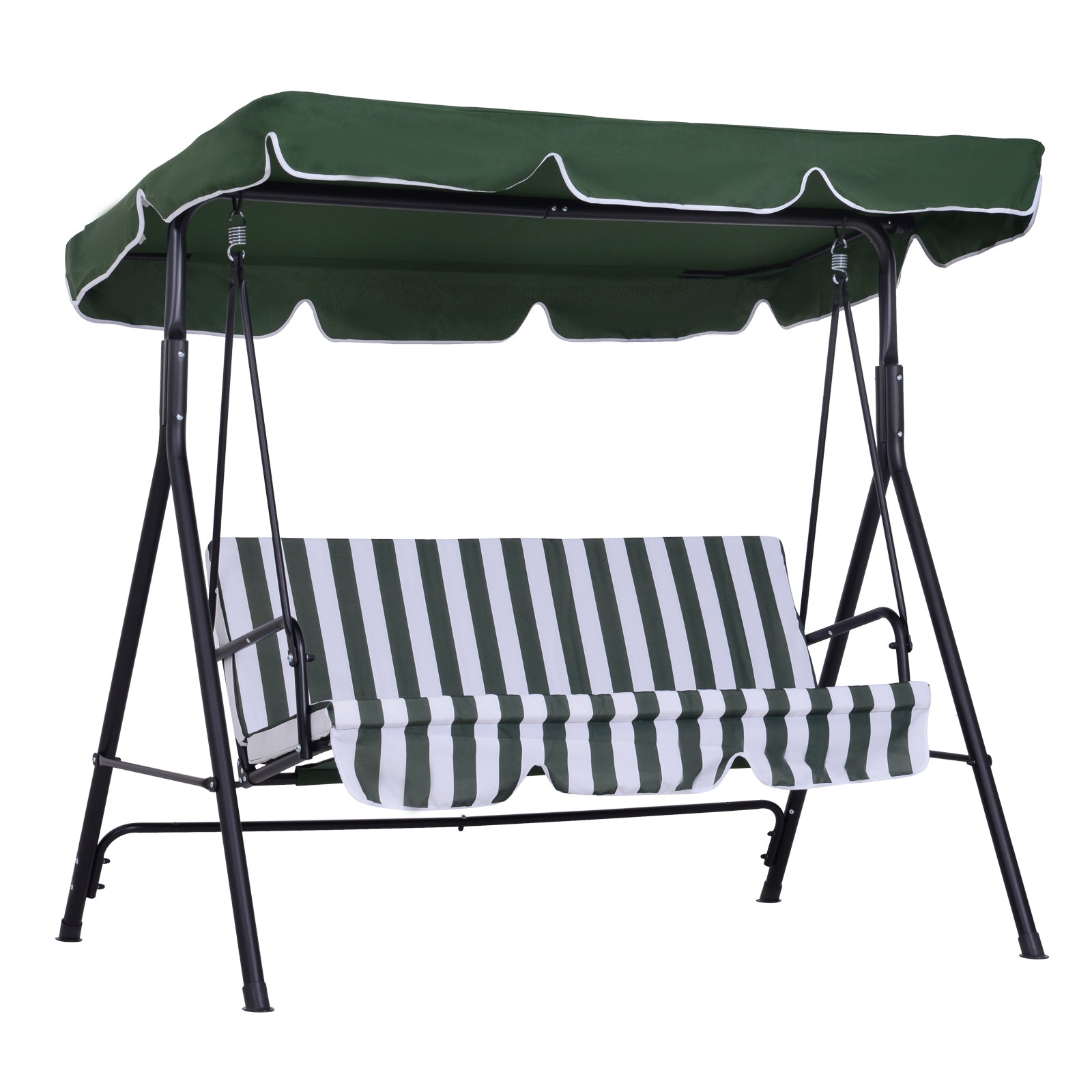 Outsunny Columpio De Jardín De 3 Plazas Con Techo Ajustable Acero 172x110x153 Cm_0