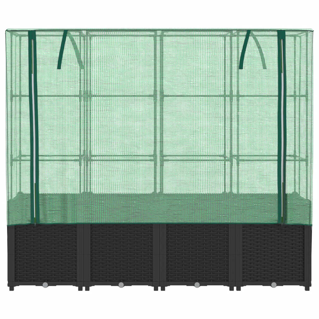Jardinera Elevada Con Cubierta De Invernadero Aspecto Ratán 160x40x153 Cm_3