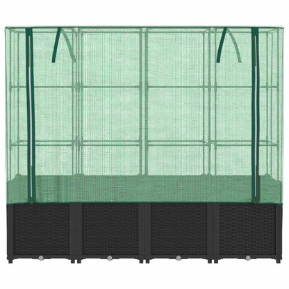 Jardinera Elevada Con Cubierta De Invernadero Aspecto Ratán 160x40x153 Cm_3