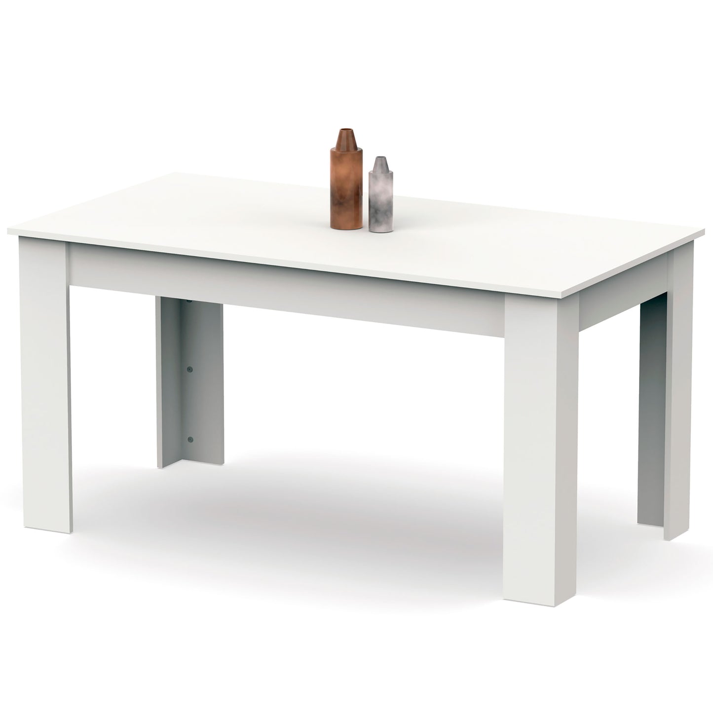Mesa Comedor Madera, Salón O Cocina Para 4 - 6 Personas 77x140x80 Cm, Muebles Diseño Moderno, Briebe, Opal, Blanco_0