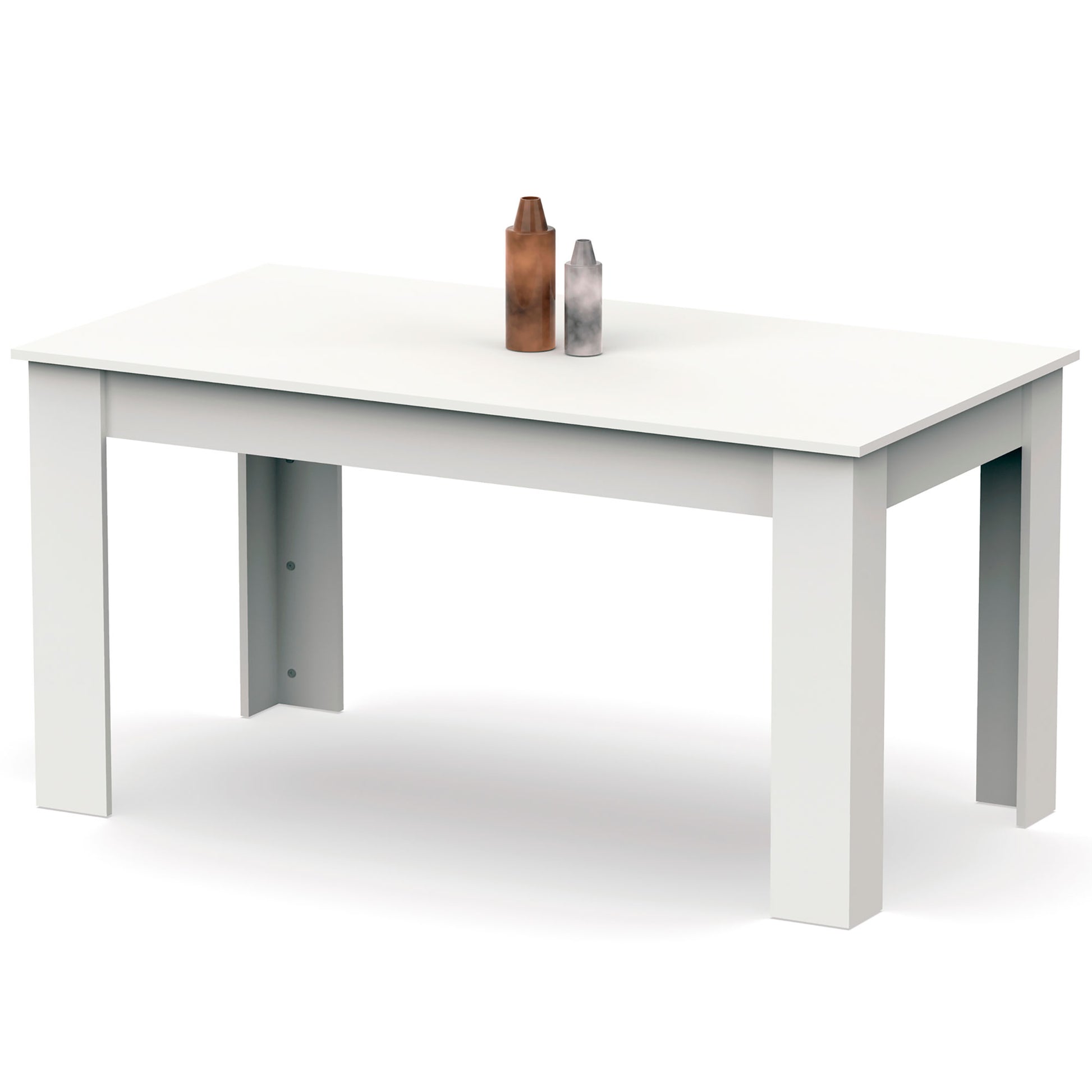 Mesa Comedor Madera, Salón O Cocina Para 4 - 6 Personas 77x140x80 Cm, Muebles Diseño Moderno, Briebe, Opal, Blanco_0
