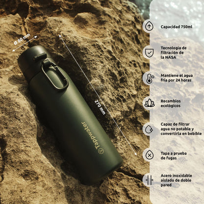 Garrafa com filtro purificador BottlePro Adventure TappWater 740ml