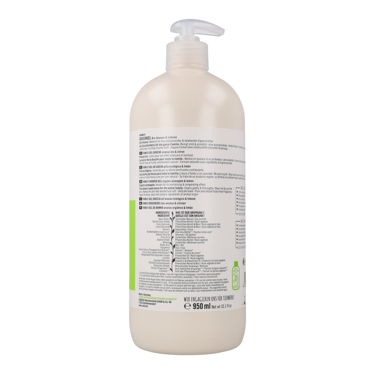 Gel de banho biológico de ananás e limão Sante 950 ml