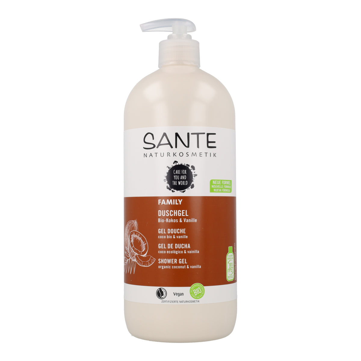 Gel de banho biológico de coco e baunilha Sante 950 ml