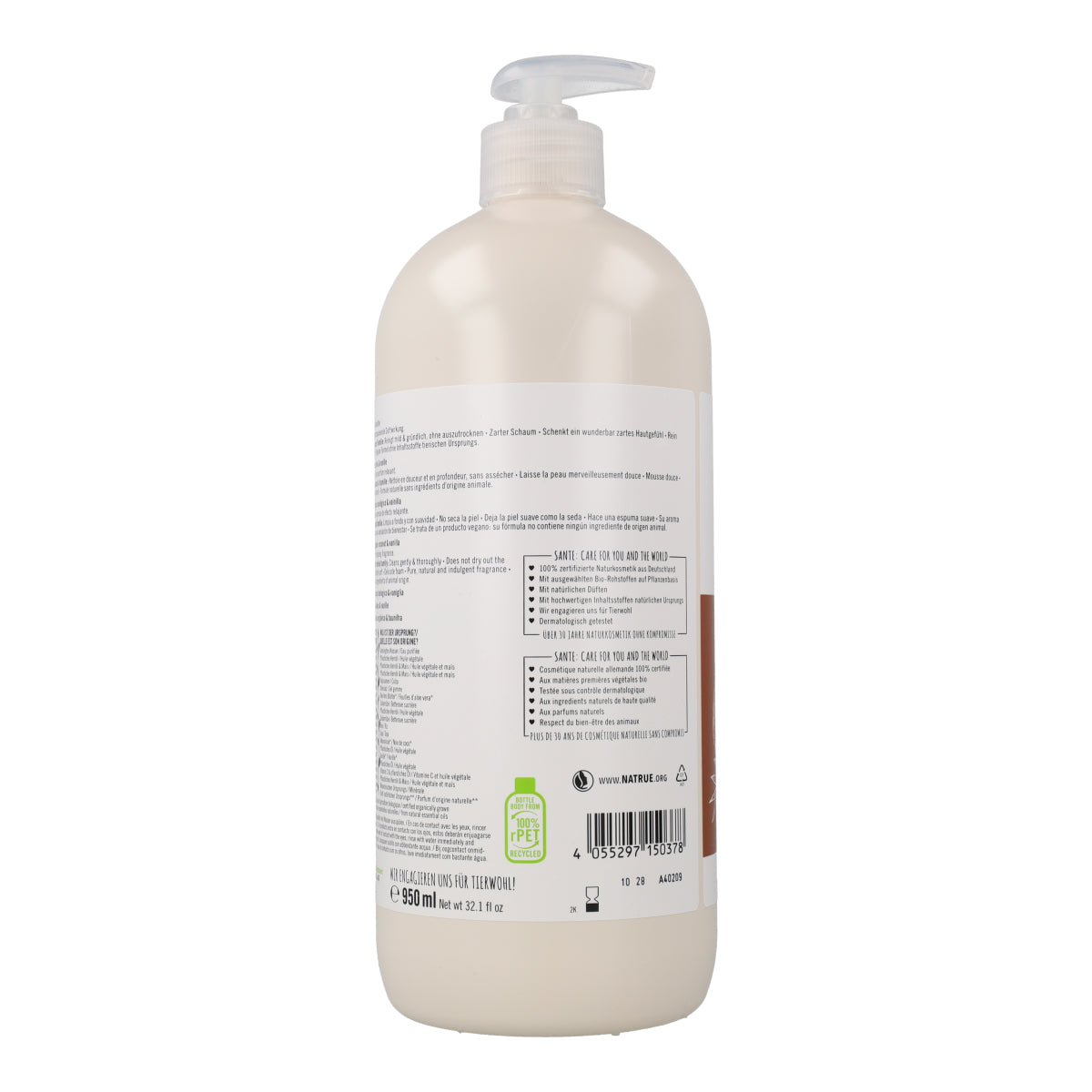 Gel de banho biológico de coco e baunilha Sante 950 ml
