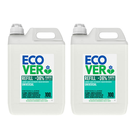 Embalagem de 2 Detergente Líquido Universal Ecover 5 L