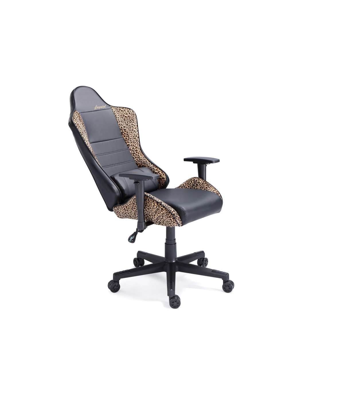 Sillón Gamer Giratorio Y Reclinable Jordan Tapizado En Símil Piel Negro/leopardo, 123-133 Cm(alto)70 Cm(ancho)70 Cm(largo)_1