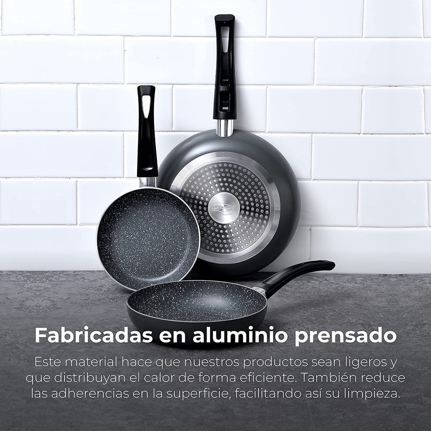 Juego De Batería De Cocina De 8pc + Set 3 Sartenes (16/20/24cm) Aluminio Prensado Soul Marble_2
