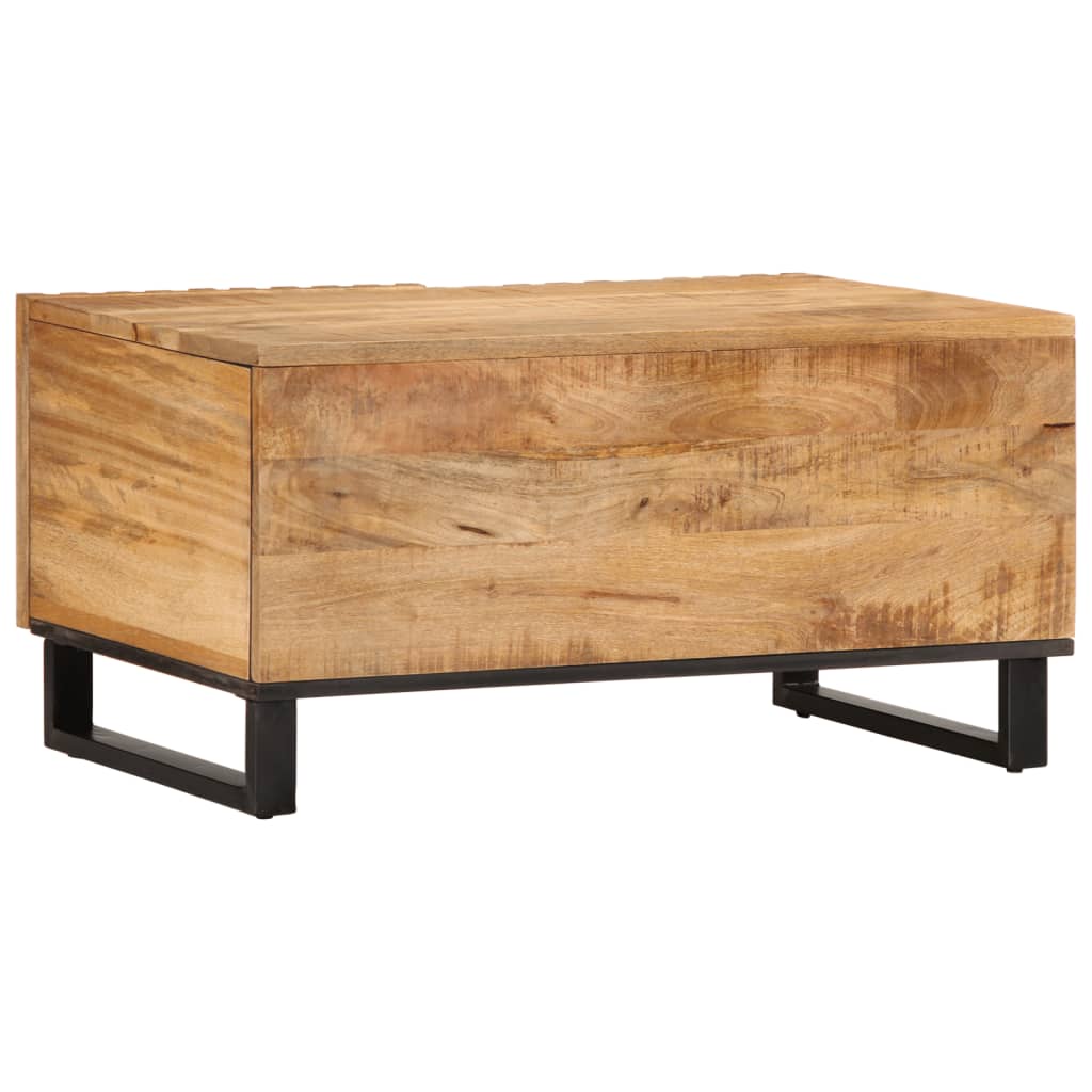 Mesa De Centro De Madera Maciza De Mango Rugosa 80x51x40 Cm_2