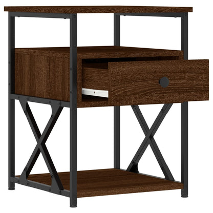 Mesita De Noche Madera De Ingeniería Marrón Roble 40x42x55 Cm_4