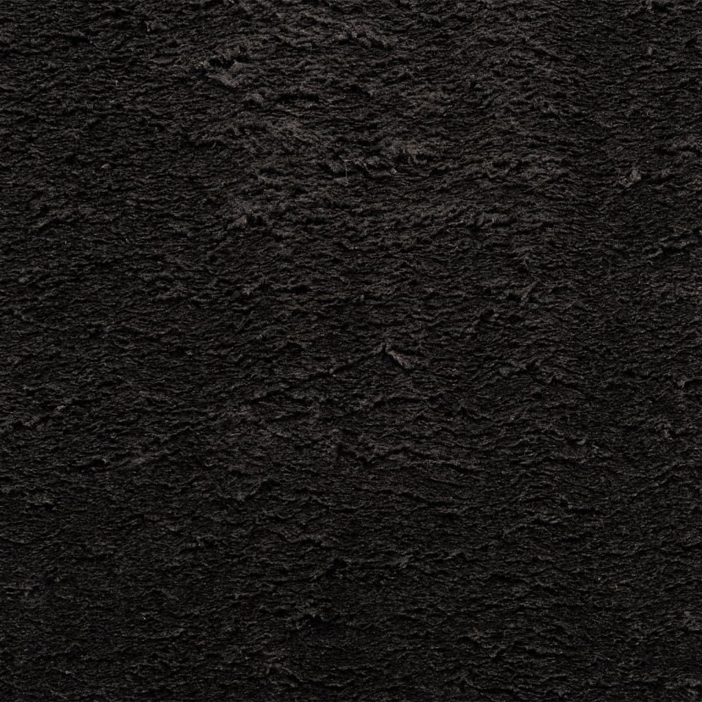 Alfombra De Pelo Corto Suave Lavable Huarte Negro 140x200 Cm / Vetonek_2