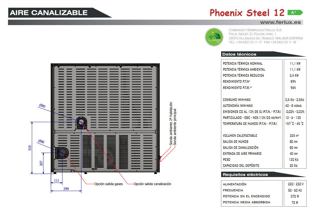 Bricosol Estufa De Pellets Phoenix Steel 12 Blanco Perla De Ferlux_3