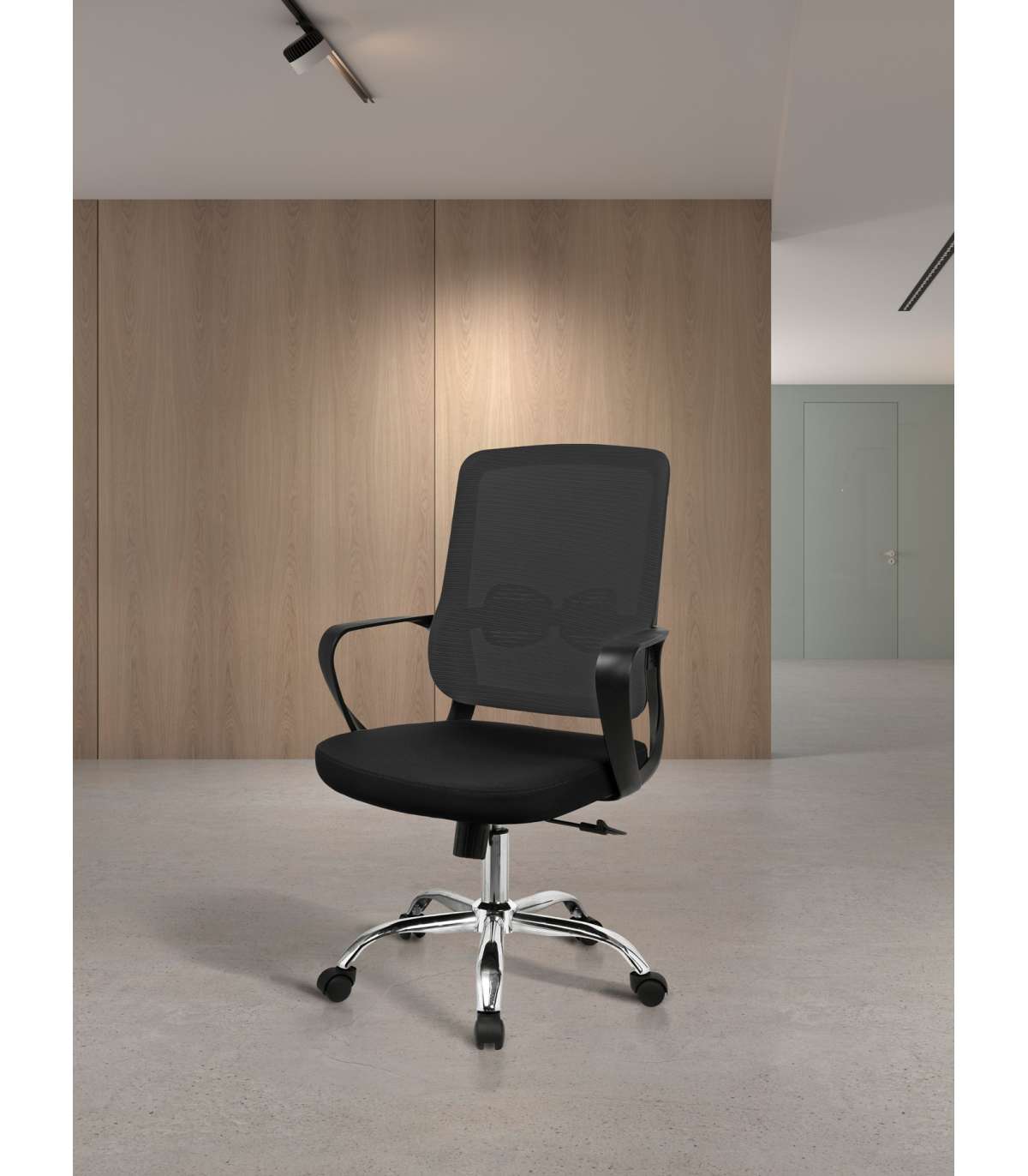 Silla Despacho Giratoria Elevable Acabado Negro, 60m(ancho) 100/110cm(altura) 61cm(fondo)_1