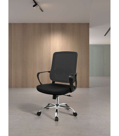 Silla Despacho Giratoria Elevable Acabado Negro, 60m(ancho) 100/110cm(altura) 61cm(fondo)_4