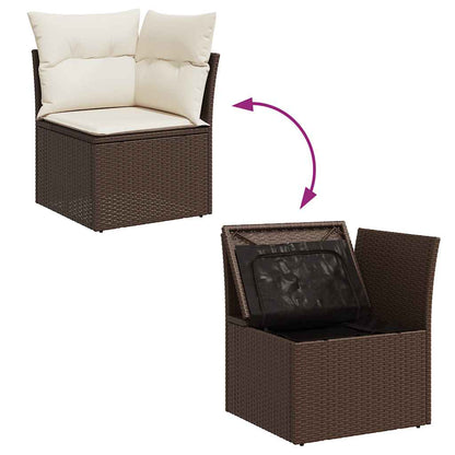 Set De Sofás De Jardín 10 Pzas Y Cojines Ratán Sintético Marrón / Vetonek_2