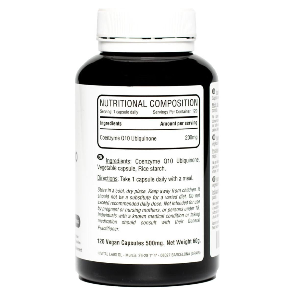 Coenzima Q10 200 mg 120 cápsulas vegan Hivital