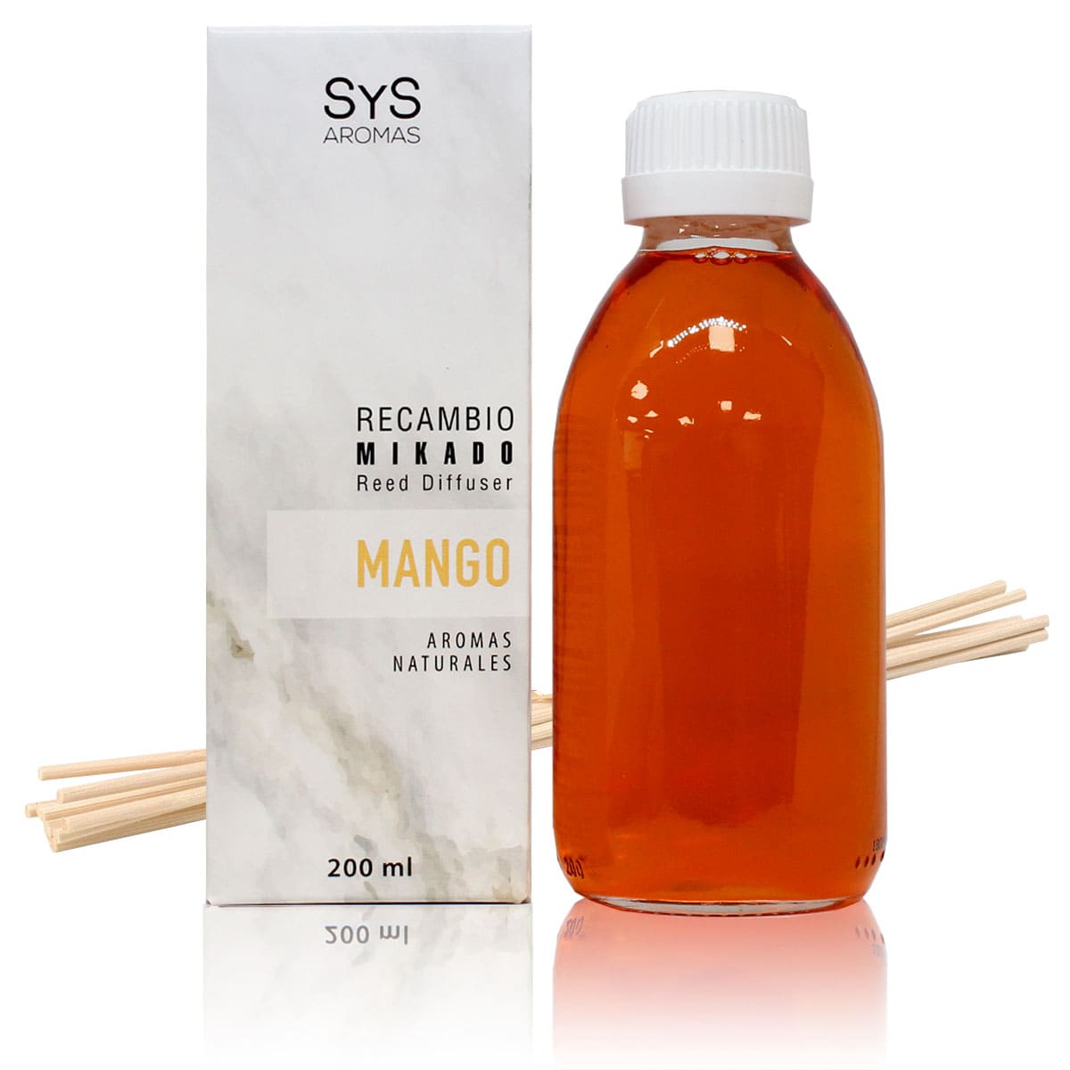 Recambio Mikado Mango 200 Ml Con Varillas | Aroma Tropical Dulce | Refill Difusor | Larga Duración_0
